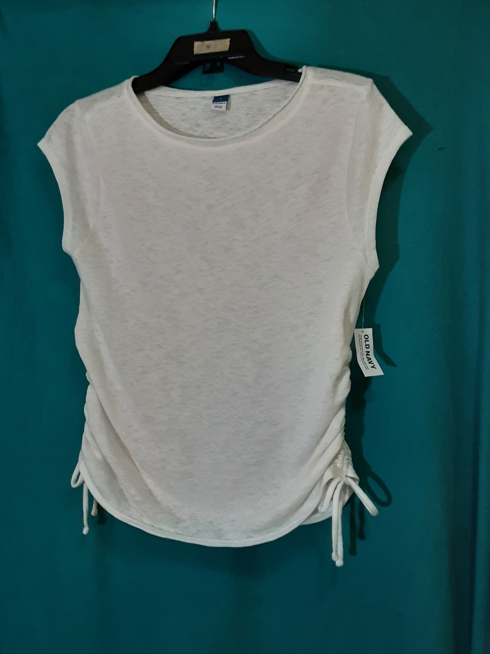 Old Navy White Cap-Sleeve Side-Ruched Crop Top
